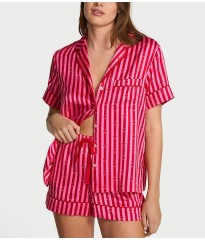 Піжама Glazed Satin Short Pajama Set Heart Stripes