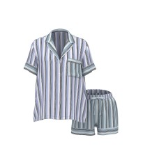 Піжама Signature Satin Short Pajama Set Celestial Blue Stripes