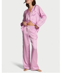 Піжама Glazed Satin Heart Long Pajama Set Bikini Pink Jacquard