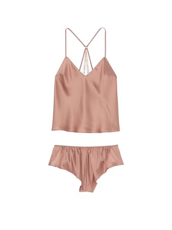 Піжама Embroidery Chain Detail Cami Set Almond Beige Nude Star 