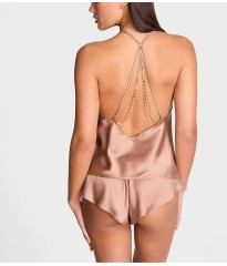 Піжама Embroidery Chain Detail Cami Set Almond Beige Nude Star 