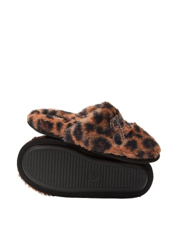 Домашние тапочки Faux Fur Slippers Brown Leopard