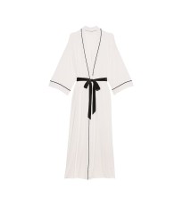 Халат Modal Soft Velvet Trim Maxi Robe Coconut White 