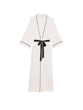 Халат Modal Soft Velvet Trim Maxi Robe Coconut White 