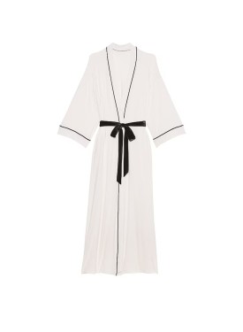 Халат Modal Soft Velvet Trim Maxi Robe Coconut White