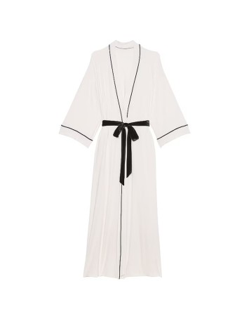 Халат Modal Soft Velvet Trim Maxi Robe Coconut White