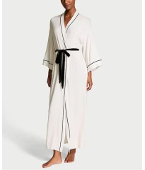 Халат Modal Soft Velvet Trim Maxi Robe Coconut White 