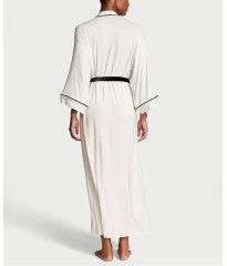 Халат Modal Soft Velvet Trim Maxi Robe Coconut White 