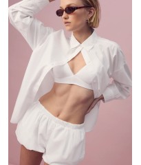 Костюм трійка Cotton Button-Front Sleepshirt Bralette Bubble Short White