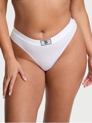 Трусики Logo Cotton Shine Patch Thong White