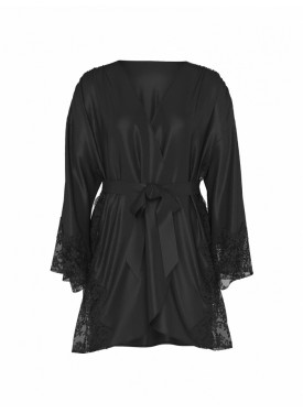 Халат Black Satin Lace Trim Robe