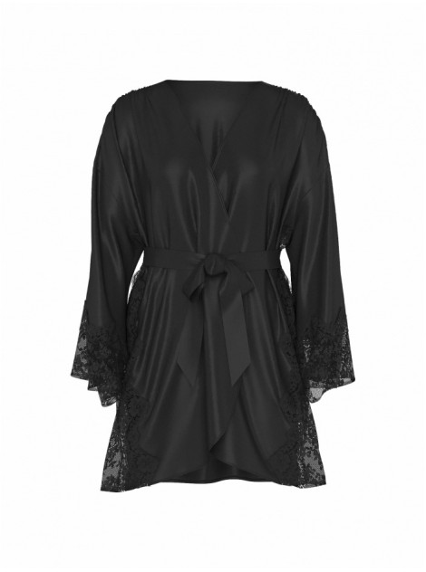 Халат Black Satin Lace Trim Robe