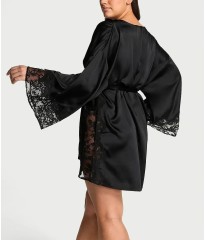 Халат Black Satin Lace Trim Robe