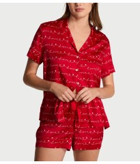 Піжама Signature Satin Short Pajama Set Red hearts