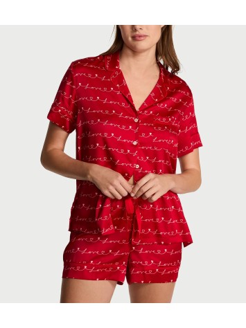 Пижама Signature Satin Short Pajama Set Red hearts