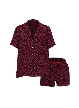 Пижама Signature Satin Short Pajama Set Red hearts