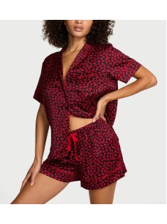 Піжама Signature Satin Short Pajama Set Red hearts