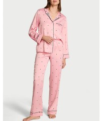 Піжама Glazed Satin Bow Short Pajama Set Pink with black hearts