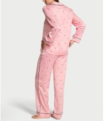 Піжама Glazed Satin Bow Short Pajama Set Pink with black hearts