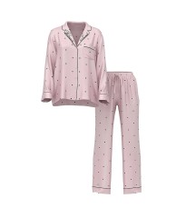 Піжама Glazed Satin Bow Short Pajama Set Pink with black hearts