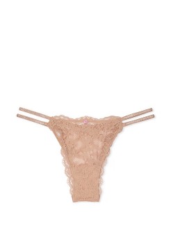 Трусики Dream Angels Twinkle Strap Lace Brazilian Panty Praline