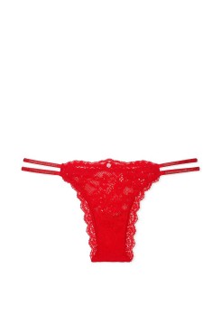Трусики Dream Angels Twinkle Strap Lace Brazilian Panty Bright Vermillion