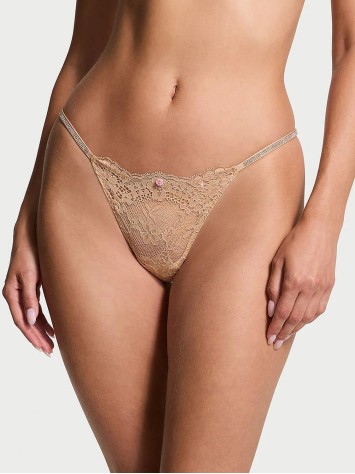Трусики Dream Angels Twinkle Strap Lace V-String Panty Praline