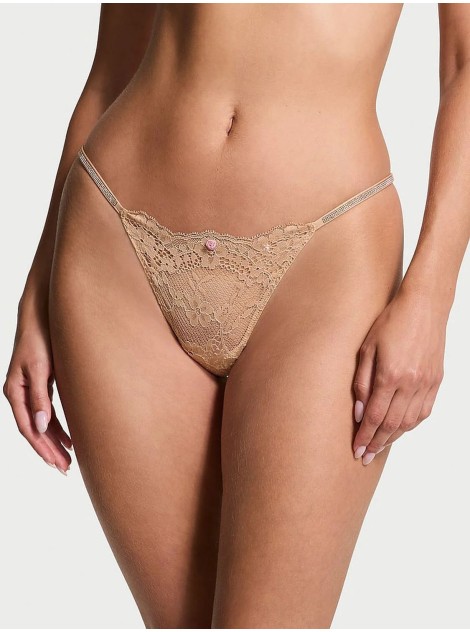 Трусики Dream Angels Twinkle Strap Lace V-String Panty Praline
