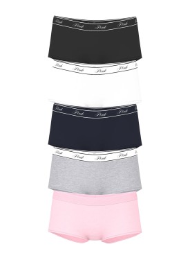 Набор трусиков PINK 5-Pack Logo Cotton Boyshort Panties