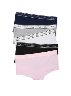Набор трусиков PINK 5-Pack Logo Cotton Boyshort Panties