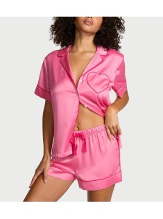 Пижама Glazed Satin Bow Short Pajama Set pocket heart