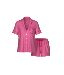 Піжама Glazed Satin Bow Short Pajama Set pocket heart