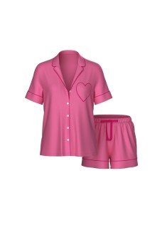 Пижама Glazed Satin Bow Short Pajama Set pocket heart