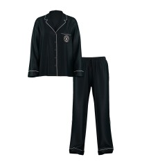 Піжама Black Logo Script Satin Long Pajama Set