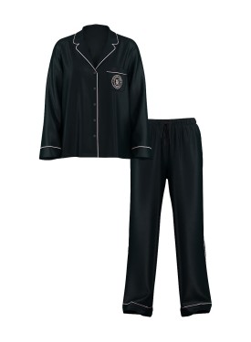 Пижама Black Logo Script Satin Long Pajama Set 