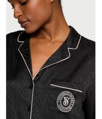 Піжама Black Logo Script Satin Long Pajama Set