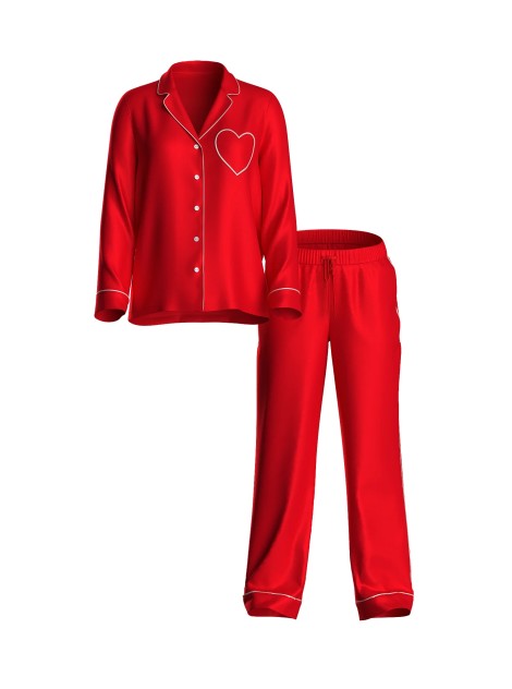 Піжама Lipstick Satin Long Pajama Set Heart Pocket