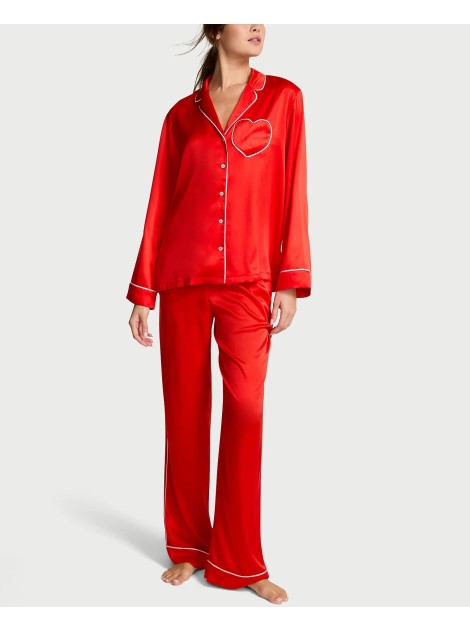 Піжама Lipstick Satin Long Pajama Set Heart Pocket