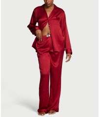 Піжама Signature Satin Shine Long Pajama Set Red Laquer