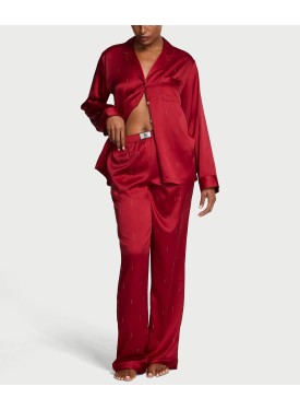 Пижама Signature Satin Shine Long Pajama Set Red Laquer
