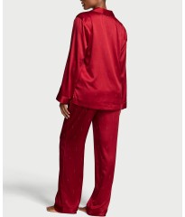 Піжама Signature Satin Shine Long Pajama Set Red Laquer