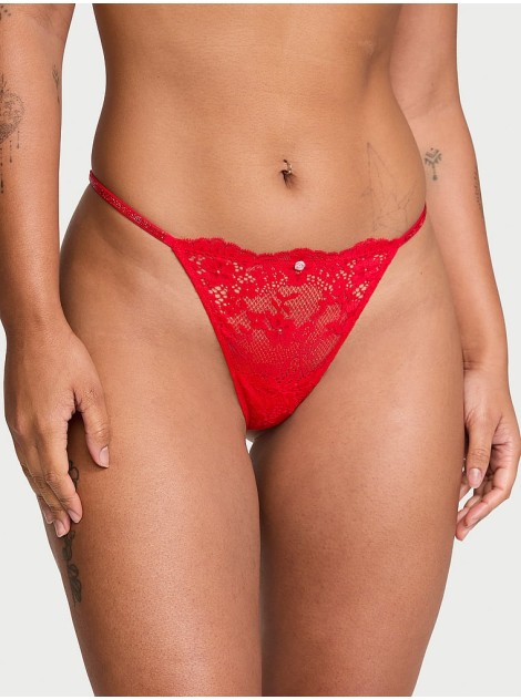 Трусики Dream Angels Twinkle Strap Lace V-String Panty Bright Vermillion