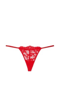 Трусики Dream Angels Twinkle Strap Lace V-String Panty Bright Vermillion