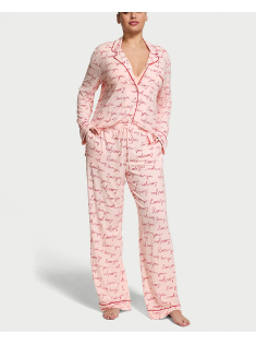 Піжама Modal Soft Long Pajama Set Pink Logo