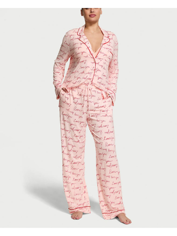 Пижама Modal Soft Long Pajama Set Pink Logo