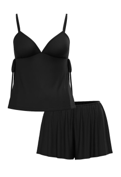Пижама Victoria's Secret Ribbed Modal Velvet-Trim Cami Shorts Set Black