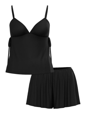 Піжама Victoria's Secret Ribbed Modal Velvet-Trim Cami Shorts Set Black