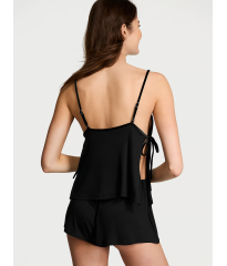 Піжама Victoria's Secret Ribbed Modal Velvet-Trim Cami Shorts Set Black