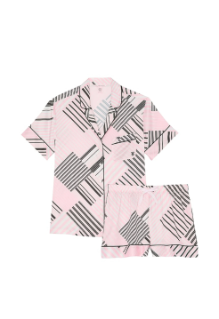Пижама Glazed Satin Short Pajama Set Pink Frosting