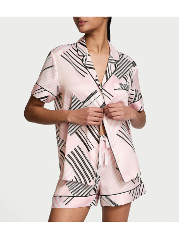 Піжама Glazed Satin Short Pajama Set Pink Frosting